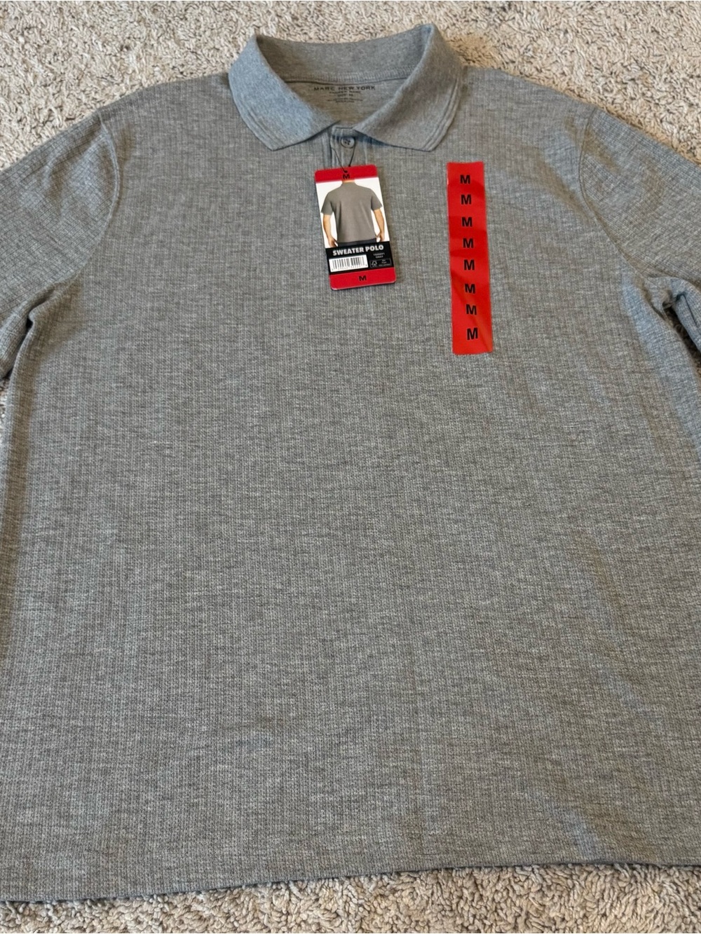 Marc New York Men’s Gray Knit Polo Sweater